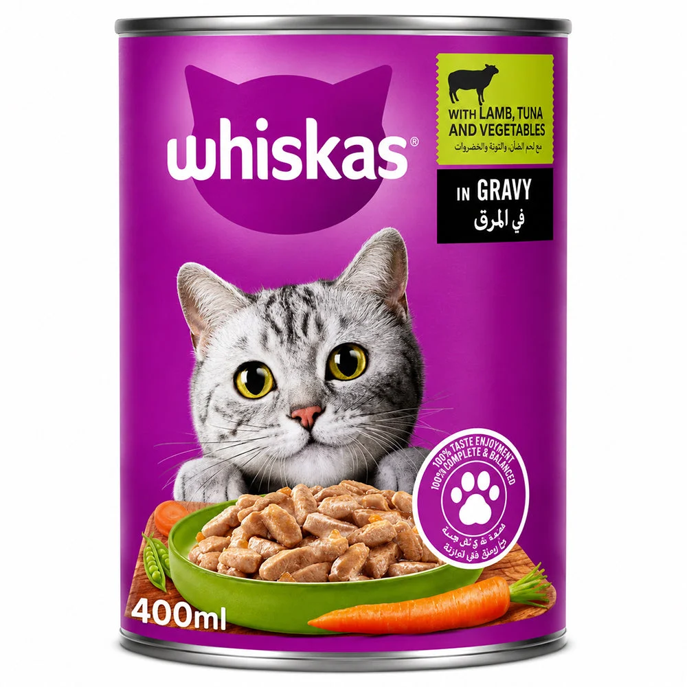 Whiskas Adult Cat Food with Lamb, Tuna & Vegetables in Gravy 400ml