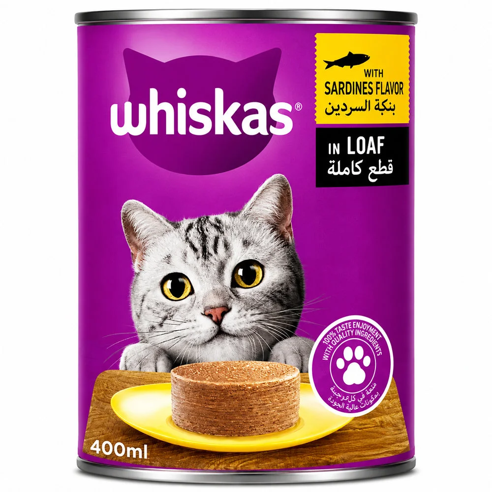 Whiskas Adult Wet Cat Food Sardine Flavor Loaf 400ml