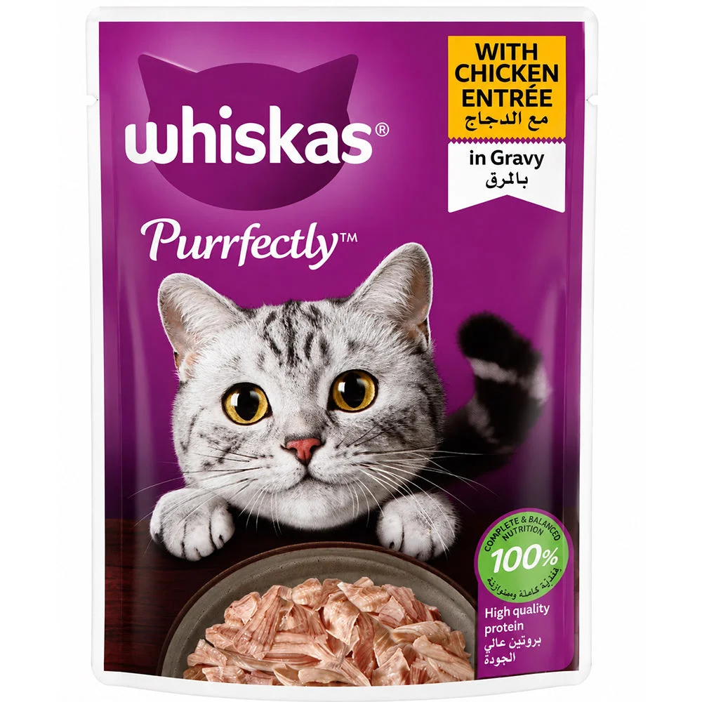 Whiskas Purrfectly Chicken Entrée in Gravy Wet Cat Food 85g