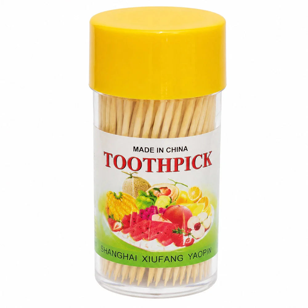 Wooden Toothpick Jar with Plastic Container
