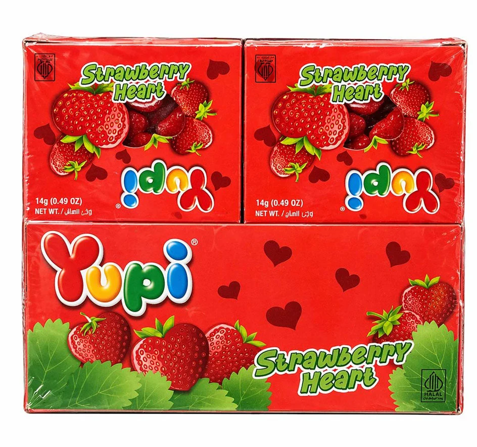 Yupi Strawberry Heart Jelly Candy 24 × 14g